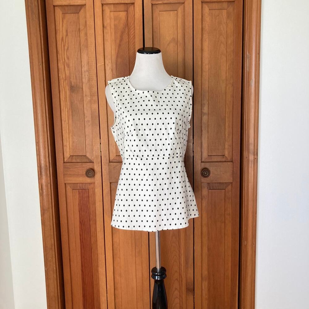 Jules & Leopold Polkadot Peplum Stretch Pullover, Size M